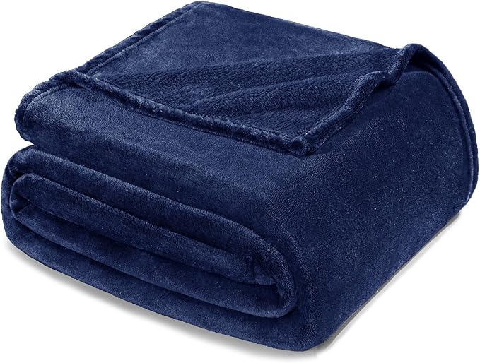 Exclusivo Mezcla Fleece Blanket Twin Size for Bed, Super Soft and Warm, All Season, Cozy, Plush, Lightweight, 60x80 Inches Navy Blue