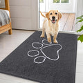 OLANLY Dog Door Mat for Muddy Paws 44x32, Paw Print Design, Absorbs Moisture and Dirt, Absorbent Non-Slip Washable Doormat, Quick Dry Chenille Mud Mat for Dogs, Entry Indoor Entryway Carpet, Dark Grey
