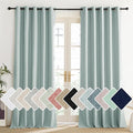 NICETOWN 100% Absolutely Blackout Linen Curtains with Thermal Insulated Liner, Seafoam Green, 62" Wide, 90" Length Energy Saving Curtains for Living Room 2 Panels Set, Vertical Blinds