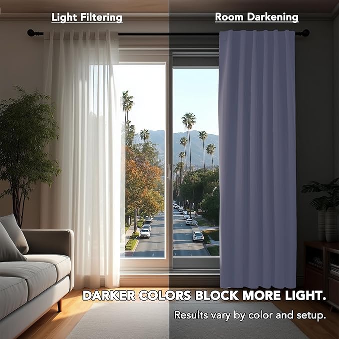Deconovo Blackout Curtains, Thermal Insulated, W42 x L72 2 Panels, Back Tab, Machine Washable, Room-Darkening Drapes for Bedroom/Living Room Light Purple