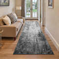 2.6x8 Black Rug Runners for Hallways Kitchen Runner Rug Non Slip Washable Black Long Runner Rugs with Rubber Backing Soft Abstract Carpet Runner for Bedroom, Kitchen, Bathroom, Entryway