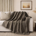 EVERGRACEHOME Modern Checkered Chenille Throw Blanket, Soft Cozy Plaid Knitted Chair Blanket for Sofa Couch, Decorative Knit Throw for Bed and Living Room, Mocha Brown, 50" x 60"