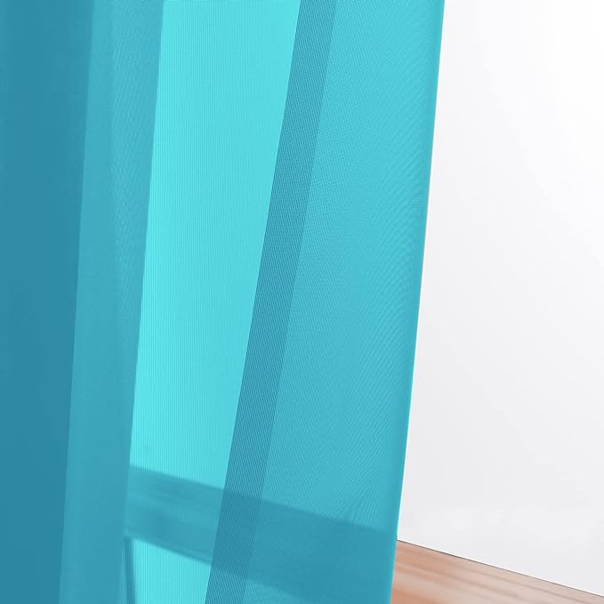 OWENIE Marine Sheer Curtains 96 Inch Length, Elegant Sheer Curtains for Bedroom, Window Voile Sheer Curtain Panels/Drapes/Treatment for Living Room, 2Pcs, Each 42" W x 96" L