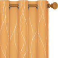 Deconovo Blackout Curtains for Home Decoration, 72 Inch Length - Energy Saving Curtains, Heat Blocking Curtains, Wave Lines with Dots Pattern(42 x 72 Inch, Orange Flame, 2 Panels)
