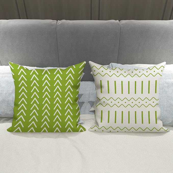 YCOLL Pillow Covers 18x18 Set of 4, Modern Sofa Throw Pillow Cover, Decorative Outdoor Linen Fabric Pillow Case for Couch Bed Car, Sage Green