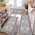 HEBE Boho Kitchen Rug Sets 3 Piece with Runner Non Slip Kitchen Rugs and Mats Washable Kitchen Mats for Floor Thick Kitchen Floor Mat Carpet Runner Rugs for Hallway Laundry Holiday Decor