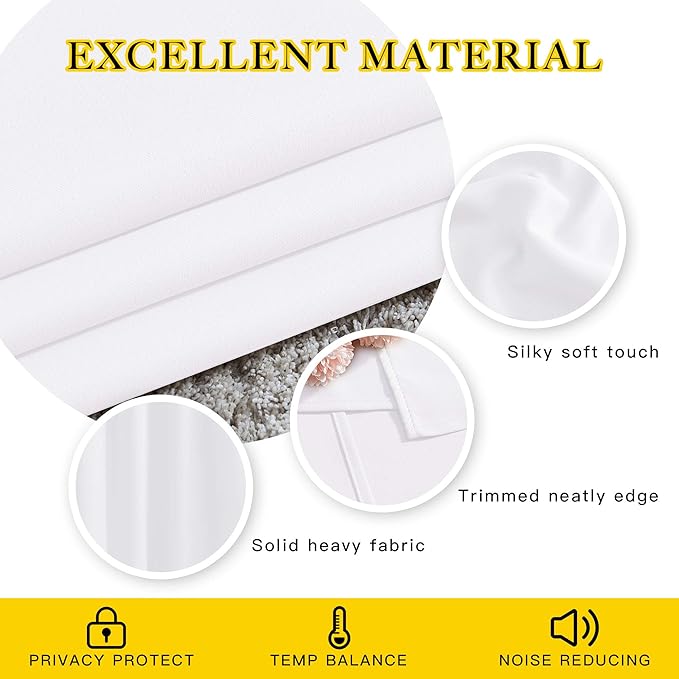 NICETOWN Pure White Curtains 2 Panels 84 inches Long for Bedroom, 50% Light Blocking Grommet Window Treatment for Living Room, W52 x L84