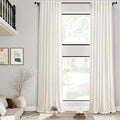 Cream Linen Curtains 168 Inches Long for Living Room Extra Long Back Tab Curtains Neutral Farmhouse Light Filtering Semi Sheer Linen Drapes Ceiling to Floor for Large Window 2 Panels Set 52x168