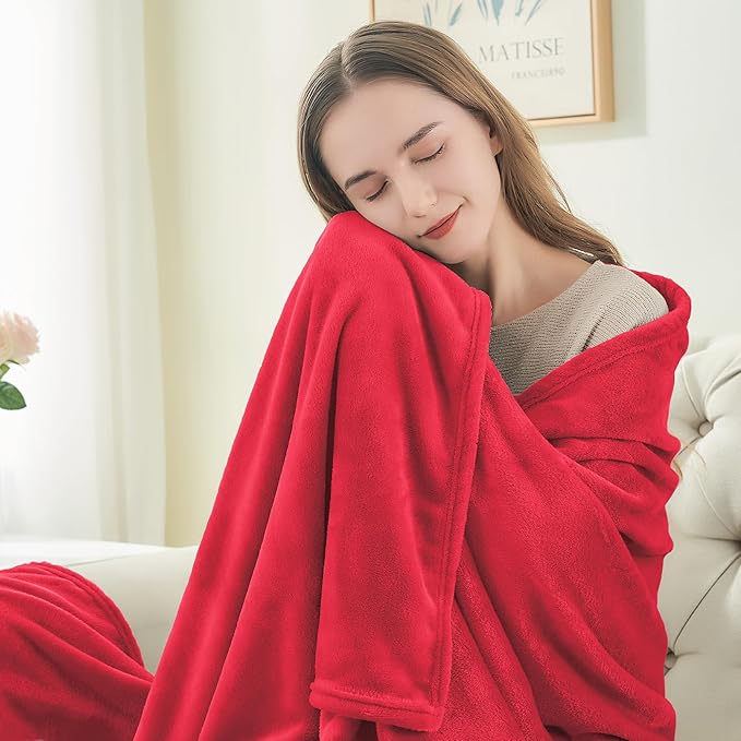 BEDELITE Fleece Blanket Red Throw Blanket for Couch & Bed, Luxury Plush Cozy Fuzzy Blanket 50" x 70", Super Soft Warm Lightweight Fall Throw Blanket for Travel Camping