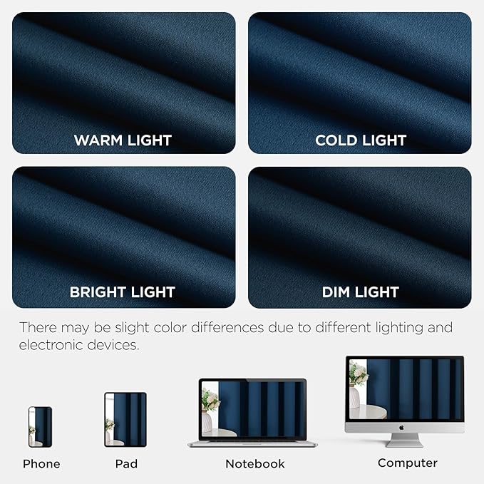 Joydeco Blackout Patio Sliding Door Curtains 72 Inches Long, Grommet Privacy Room Divider Curtains, Extra Wide Thermal Blackout Drapes for Bedroom Living Room (Navy Blue, 60Wx72L, 1 Panel)