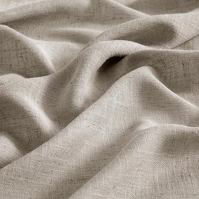 MIULEE Burlywood Birch Linen Curtains 96 Inches Long 2 Panels for Bedroom Living Room, Soft Linen Textured Window Drapes Semi Sheer Light Filtering Back Tab Rod Pocket Farmhouse Burlap Look Decor