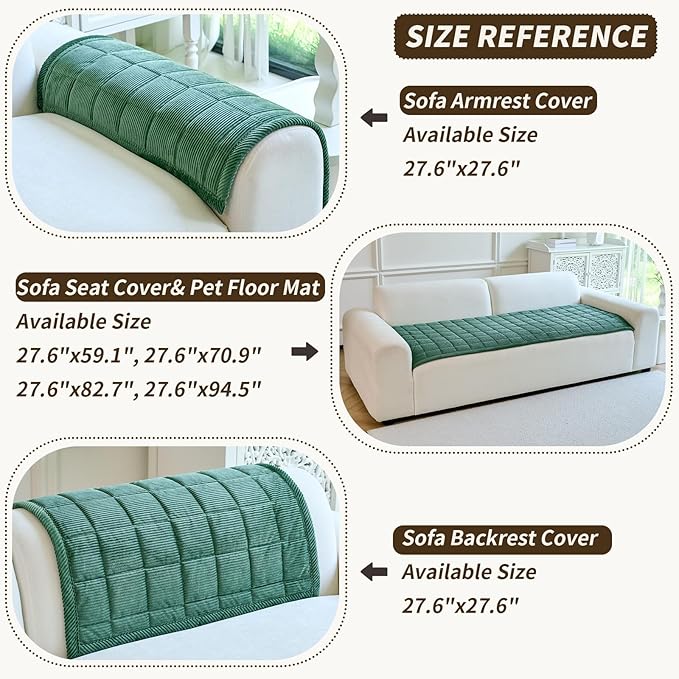 Couch Covers for Dogs Washable, Non Slip Couch Covers for Loveseat Sofa Pet Friendly, Soft Fuzzy Sofa Covers for Pet, Dog Couch Cover Furniture Protector(1PC,Green,27.6"x59.1")
