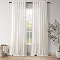 Nanspring Natural Linen Curtains for Living Room 110 Inches Long Back Tab Light Filtering Semi Sheer Curtain Rustic Farmhouse Decor Long Floor to Ceiling High Window for Bedroom 52x110, 2 Panels