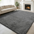 Ultra Soft Fluffy Area Rugs for Bedroom Living Room 10x12, Nursery Rug, Non-Slip Carpet for Kids Dorms Decor, Shaggy Bedside Rug, Deep Grey