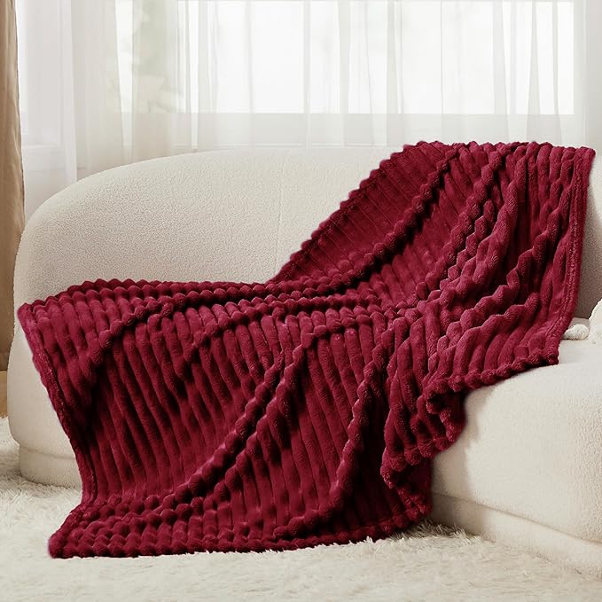 Bedsure GentleSoft Red Fleece Blanket for Couch - Cozy Soft Blankets for Women, Cute Small Throws for Girls, 60x80 Inches
