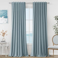 Guken Blue 100% Blackout Linen Curtains 120 Inch Length 2 Panels Set for Living Room Bedroom Back Tab Rod Pocket Thermal Insulated Black Out Drapes Room Darkening Farmhouse Window Curtains 52x120