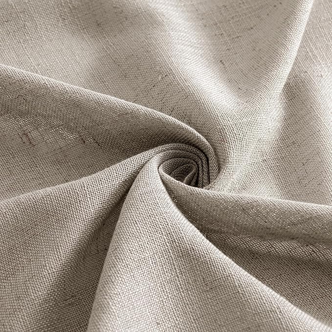 MIULEE Burlywood Birch Linen Curtains 72 Inch Length 2 Panels for Bedroom Living Room, Soft Linen Textured Window Drapes Semi Sheer Light Filtering Back Tab Rod Pocket Farmhouse Burlap Look Decor