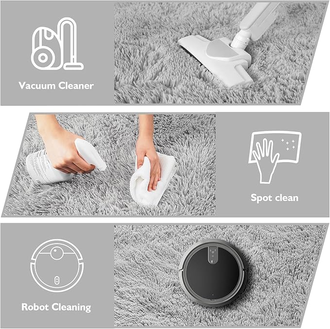yulidayang Soft Round Area Rug for Kids Bedroom, Fluffy Fuzzy Shaggy Rug 6'X6'for Living Room, Non Slip Circle Plush Rug for Girls Room Nursery Dorm Decor,Light Grey
