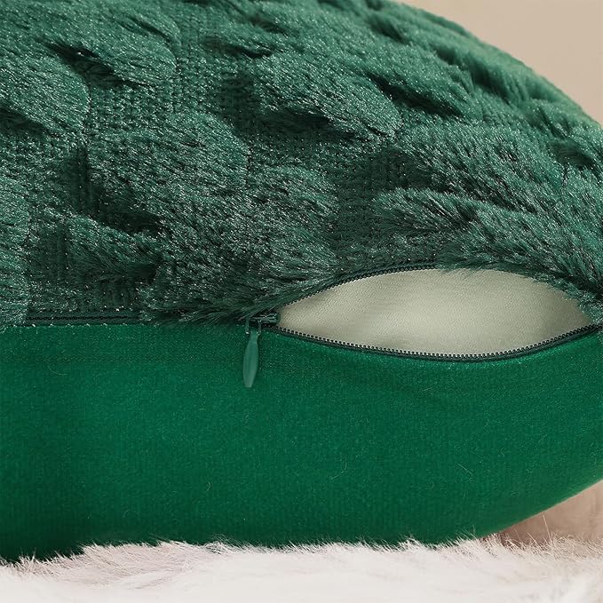decorUhome St. Patrick’s Day Shamrock Green Pillow Covers 12x20 Inch Set of 2, Soft Plush Faux Wool Throw Pillow Covers, Farmhouse Spring Holiday Decor for Sofa Living Room
