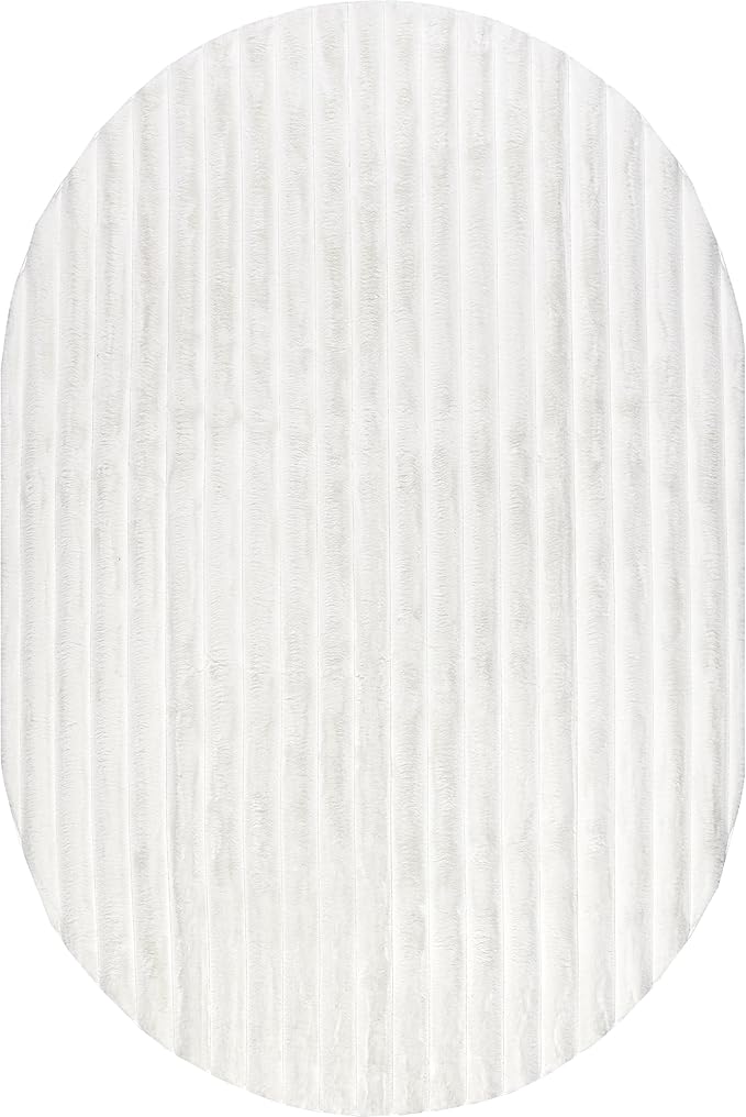 Nuloom SuperiorWash Collection Kai Off-White, 5' x 7'6" Oval, Soft and Cozy, High Traffic, Stain Resistant, Easy Clean, Durable Washable Area Rug for Bedroom, Living Room, Dining, Den, Foyer, Entryway