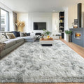 Pionblank 9x12 Area Rug, Large Area Rug for Living Room, Shag Rug for Bedroom, Soft Furry Non Slip Carpet for Kids Room Nursery Teens Dorm Home Decor, Tie Dye Grey