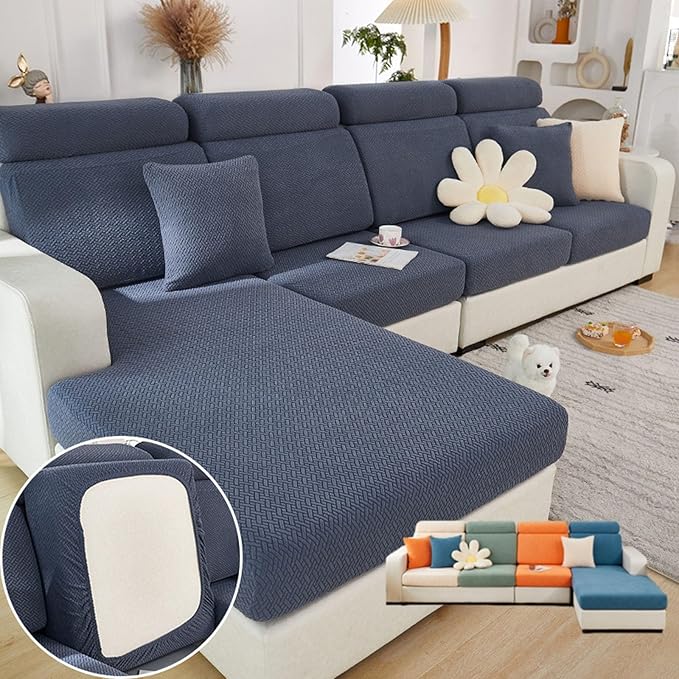 Soothing Home Sofa Covers, Sofa Hero Covers, Wear-Resistant Universal Couch Covers Washable Stretch Sectional Couch Cushion Covers (Metal Grey,Large Single Seat Cover)