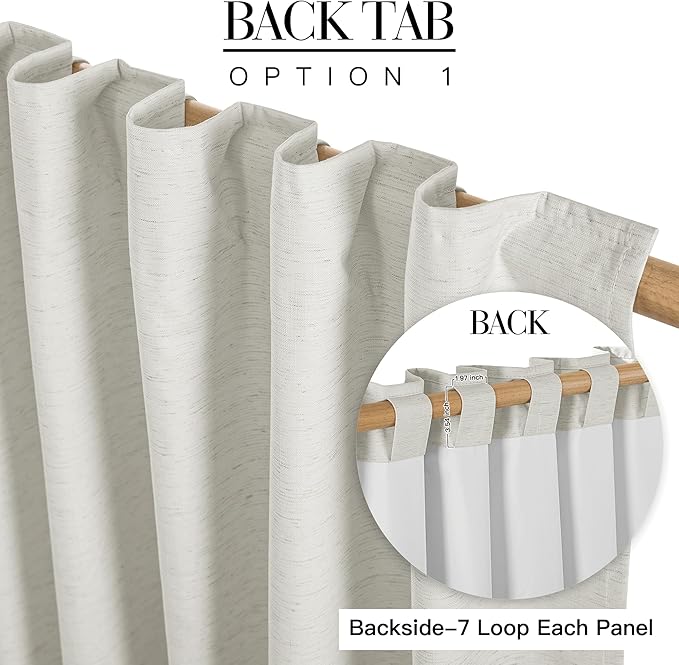 RYB HOME Ivory White 100% Blackout Curtains for Bedroom, Linen Drapes Back Tab&Rod Pocket, Thermal Insulated Privacy Assurd Curtains for Sliding Glass Doors/Dining/Living Room, W52 x L90, 2 Panels
