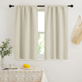 RYB HOME French Door Window Curtain Covering, Rod Pocket Thermal Insulated Privacy Non See Through Drapes for Bathroom Window, Width 29 by Length 45, Beige, 2 Panels
