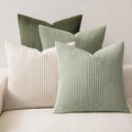 MIULEE Decorative Throw Pillow Covers Set of 4 Summer Light Green Gradient Natural Earthy Modern Classic Soft Corduroy Cushion Covers for Sofa Couch Bed Living Room Spring Home Decor 24x24 Inch