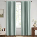 MIULEE 100% Blackout Linen Curtains for Bedroom, Seafoam Green Solid Luxury Decor Thermal Insulation Room Darkening Drapes for Living Room Nursery Back Tab Rod Pocket 42 x 90 Inches, 2 Panels