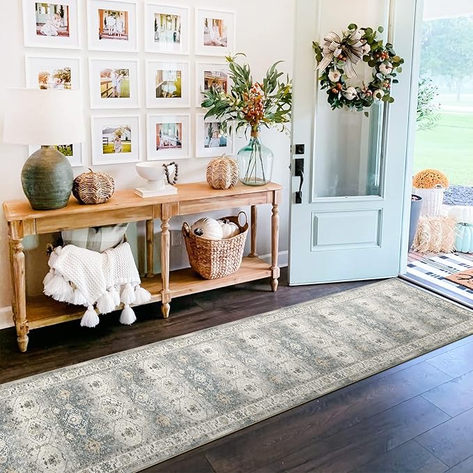 TOPRUUG Washable Runner Rug 2x12 - Hallway Runner Rug Kitchen Rugs and Mats Non Skid Washable Waterproof Carpet Runner for Living Room Bedroom Bathroom (Grey, 2x12)