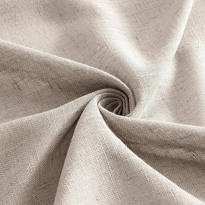 MIULEE Natural Linen Curtains 84 Inch Length 2 Panels for Bedroom Living Room, Soft Linen Textured Window Drapes Semi Sheer Light Filtering Back Tab Rod Pocket Farmhouse Modern Burlap Look Decor