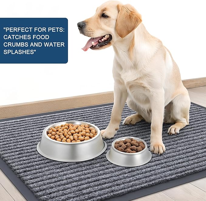 OLANLY Front Door Mat Indoor Outdoor Entrance, Waterproof Heavy Duty Doormat, Fade Resistant, Low Profile, Easy Clean Patio Porch Welcome Floor Mats for Entry, 47x30, Light Gray