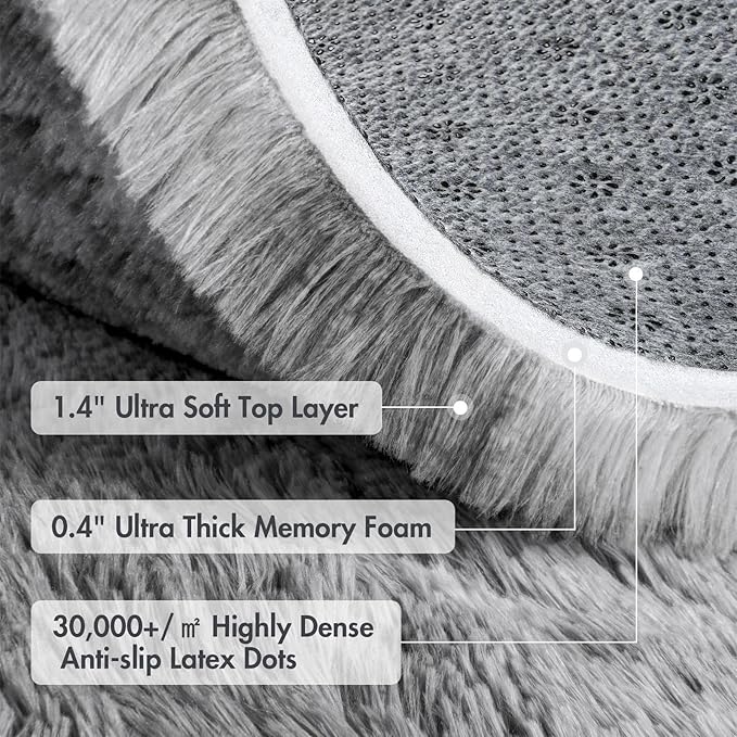 8x10 Ft Extra Large Shag Rugs for Living Room, Tie Dyed Ultra Soft Fluffy Furry Area Rugs for Bedroom Indoor Floor, Aesthetic Carpet for Kids Home Decor (Grey)