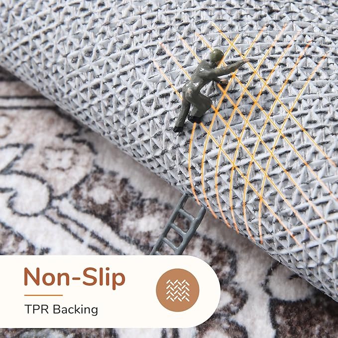 OPPODREAM Soft 6x9 Area Rugs, Washable Rug 6x9 with Non Slip Backing, Faux Cashmere Low-Pile 6 x 9 Carpet, Greenish Grey