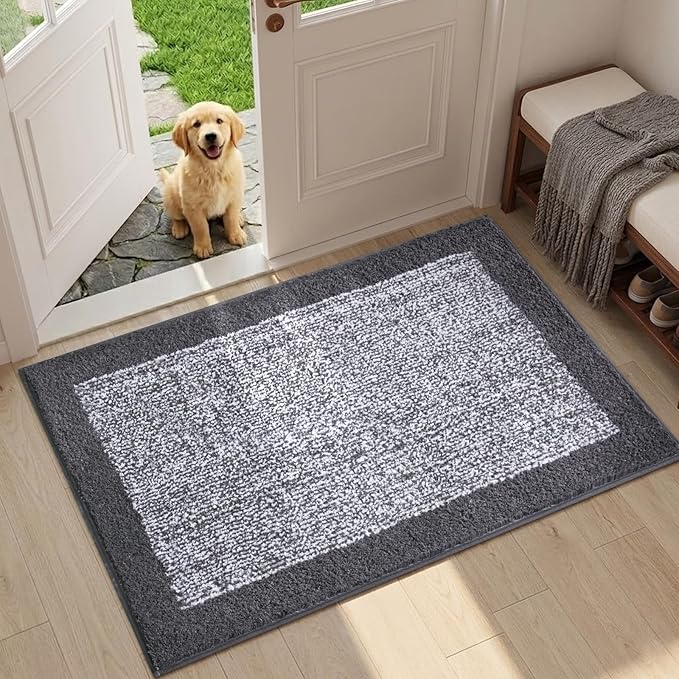 36x24 Large Bathroom Rugs Washable Non Slip, Grey Bath Mat for Bathroom Floor Tub, Soft Absorbent Quick Dry Mats for Shower, Bathtub,Home Decor