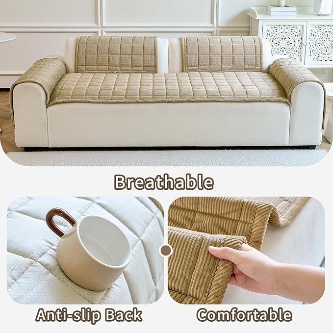 Couch Covers for Dogs Washable, Non Slip Couch Covers for Loveseat Sofa Pet Friendly, Soft Fuzzy Sofa Covers for Pet, Dog Couch Cover Furniture Protector(1PC,Light Brown,27.6"x59.1")