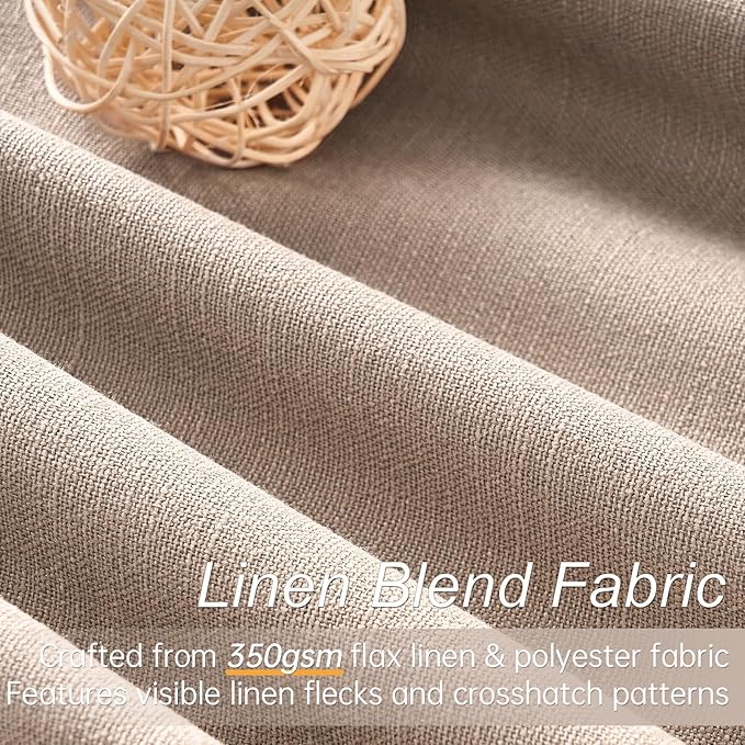 Natural Beige blackout curtains 84 inch Long 2 Panels 100% Blackout Linen Texture Curtain Window Drapes with Back Tab Rod Pocket Light Blocking Thermal Insulated Curtains for Bedroom Living Room