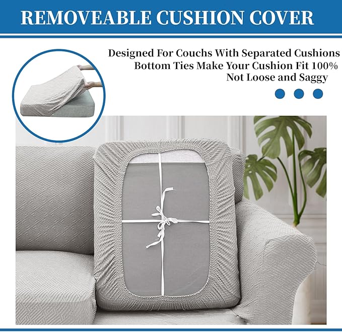 XINEAGE 2026 New 4 Pieces Couch Covers for 3 Cushion Couch Super Stretch Thick Soft Sofa Cover Anti Slip Sofa Slipcover Dogs Cats Furniture Protector (Silver Grey, 71"-91")