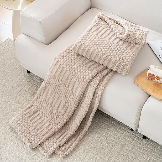 60x80 Inch Brown Twin Blanket - Soft & Fluffy Fleece, Neutral Tan Color, Cute & Aesthetic, Perfect for Sofa, Couch, Chair, Bed, Living Room & Bedroom, All-Season Use, Plush & Cozy Decorative Blanket