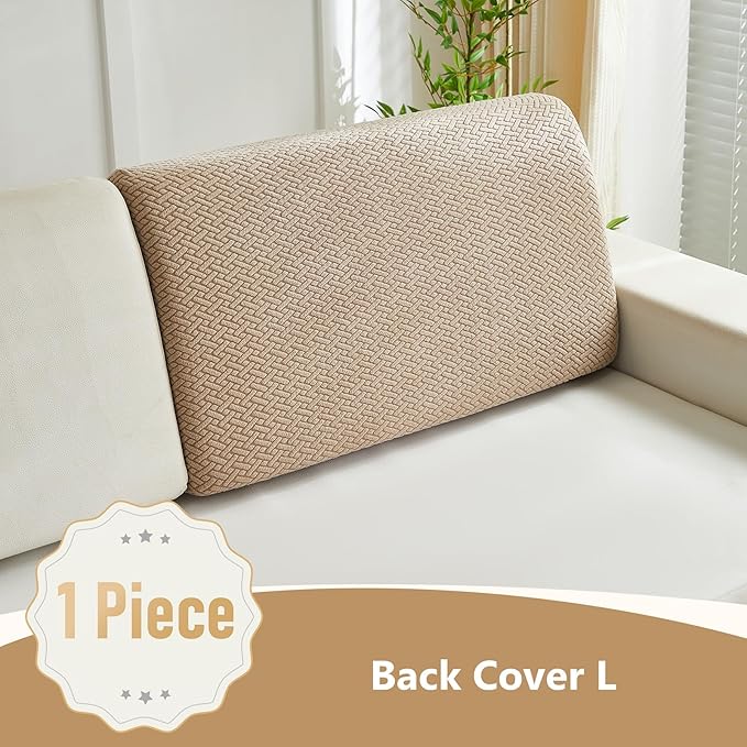 Couch Cushion Covers for Sofa Couch Covers Wear-Resistant Universal Sofa Cover Washable Stretch for Sectional Slipcovers (Texture-Light Coffee,Back Cover L)