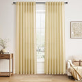 Nanspring Cream Yellow Linen Curtains 84 Inch Length for Living Room Modern Farmhouse Light Filtering Sheer Curtain Back Tab and Rod Pocket Privacy Drapes for Bedroom Office 52x84, 2 Panels