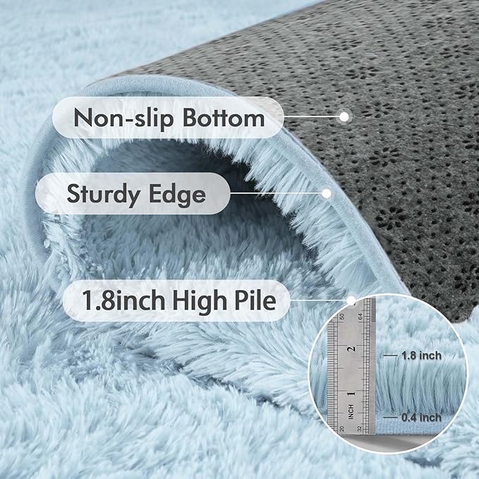 9x12 Ft Extra Large Shag Rugs for Living Room, Ultra Soft Fluffy Furry Area Rugs for Bedroom Indoor Floor, Aesthetic Carpet for Kids Home Decor (Light Blue)