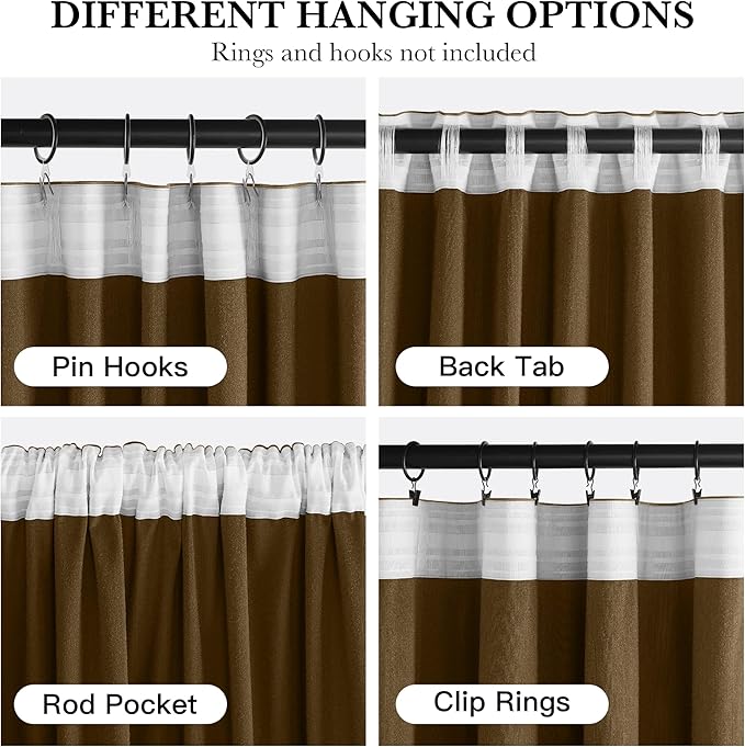 RYB HOME Luxurious Bronze Velvet Curtain Panels for Living Room Bedroom, Heavy Duty Thermal Insulated Floor-Length Velvet Drapes with Hook Belt for Vintage Decor, 52" W x L84 L, 2 Panels Set