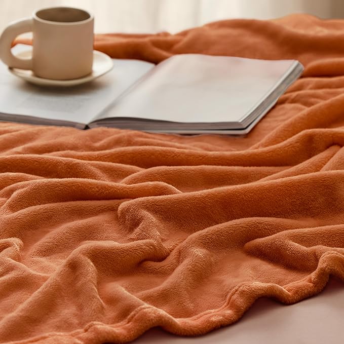 Bedsure GentleSoft Dark Orange Fleece Blanket King Size - 280GSM Soft Lightweight Plush Cozy Blankets for Bed, Sofa, Couch, Travel, Camping