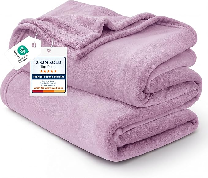 Bedsure GentleSoft Fleece Blankets Queen Size Lilac Lavender - Bed Blanket Soft Lightweight Plush Fuzzy Cozy Luxury Microfiber, 90x90 inches