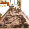 Pionblank Fluffy Runner Rugs for Bedroom 2x6, Modern Shaggy Brown Area Rug for Hallway Living Room, Plush Soft Fuzzy Bedside Carpet for Kids Girls Boys Room Nursery, Tie-Dyed Coffee