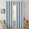 MIULEE Linen Textured Curtains Solid 100% Blackout for Bedroom Thermal Insulated Chambray Blue Grommet Room Darkening Curtains & Drapes Luxury Decor for Living Room Nursery 52 x 72 Inch (2 Panels)