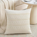 Fancy Homi Set of 1 Boho Cream Decorative Throw Pillow Cover 20x20 Inch for Couch Bed Sofa, Aesthetic Modern Organic Farmhouse Home Decor, Soft Cotton Cute Accent Macrame Woven Cushion Case