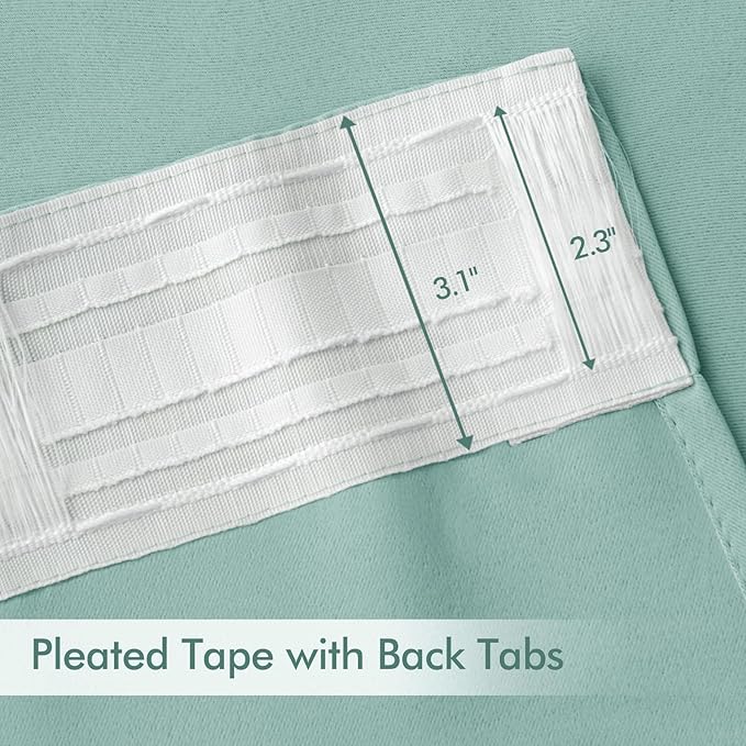 MIULEE Aqua Back Tab Blackout Curtains 120 Inch Long 2 Panels Set for Bedroom, Rod Pocket/Pinch Pleated Extra Long Thermal Insulated Living Room Darkening Light Blocking 10FT Drapes